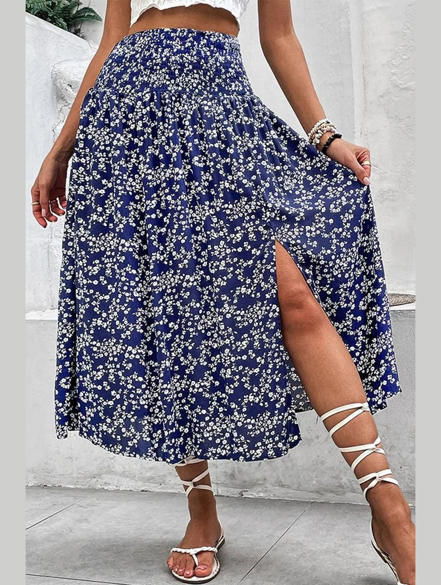HIGH WAIST FLORAL PRINTING WOMEN SKIRT LowProfileWaistband Stretch Comfort
