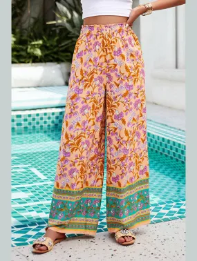 CASUAL PRINT SPANDEX WIDE-LEG PANTS_CWBLP0707 Flexible Design
