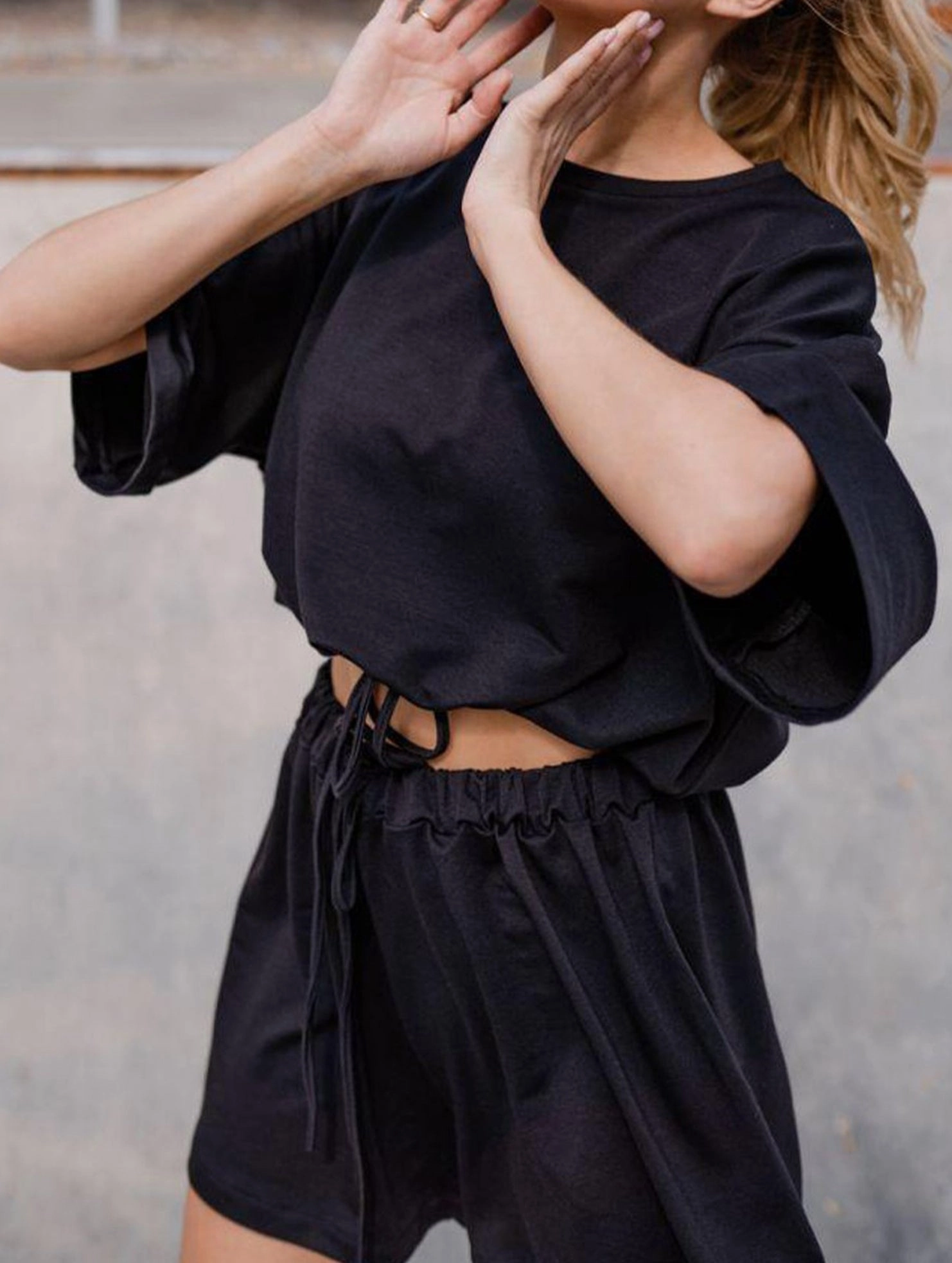 Casual Comfort Drawstring Set ?C Soft Stretch 2-Piece Outfit Wardrobe Essential Multi-Purpose Wear