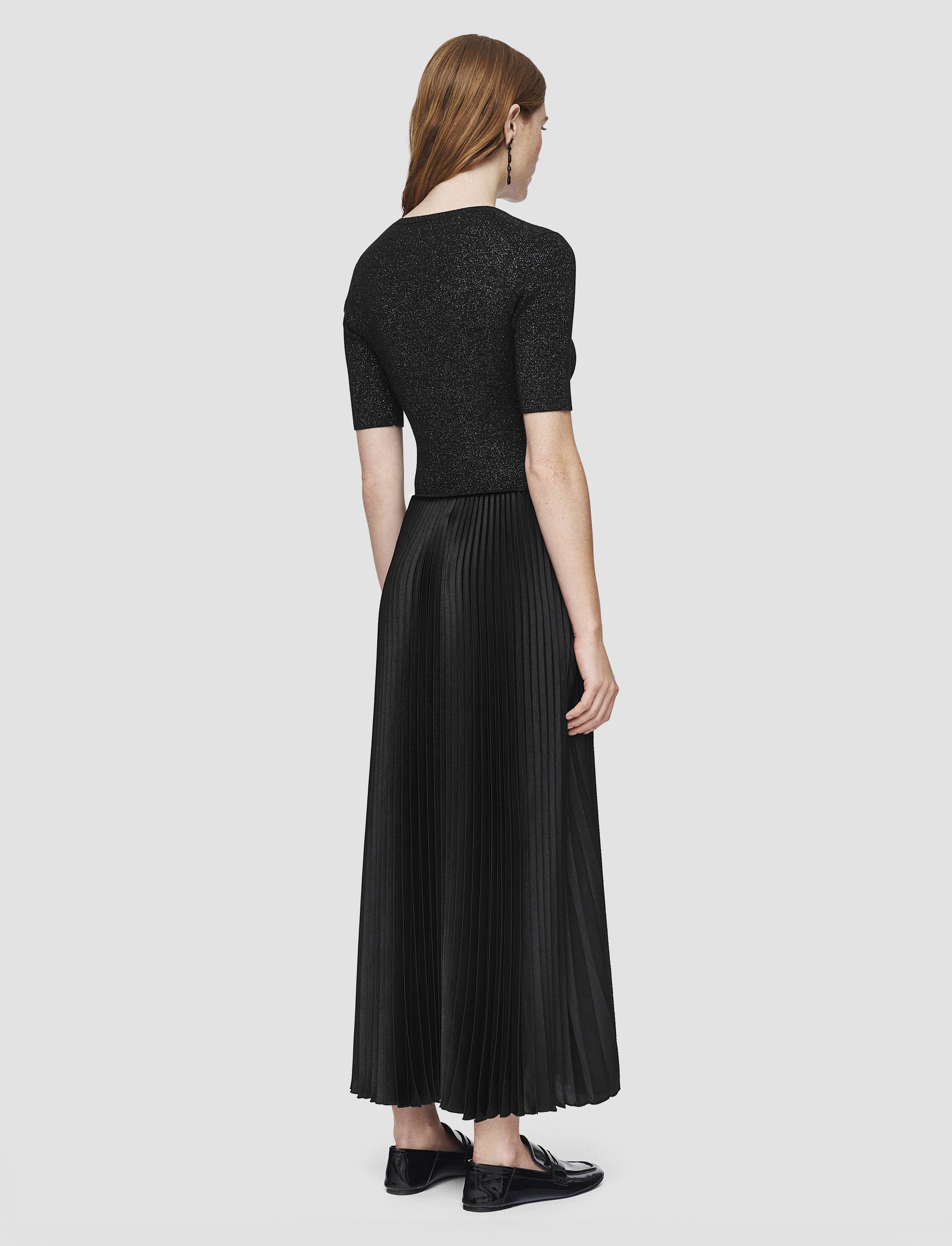 Domat Pleated Lurex Dress Street Casual Style Simple Layer