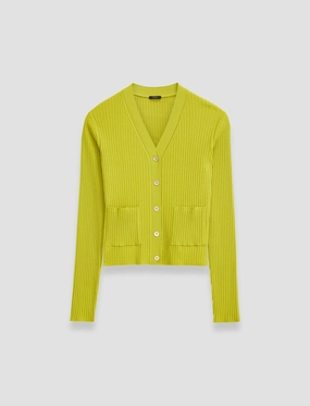 Merino Rib Cardigan Daily Casual