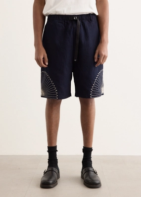 Weekend Style Outdoor Adventure 10oz IDG x IDG Denim Easy Shorts (FUROSHIKI Embroidery)