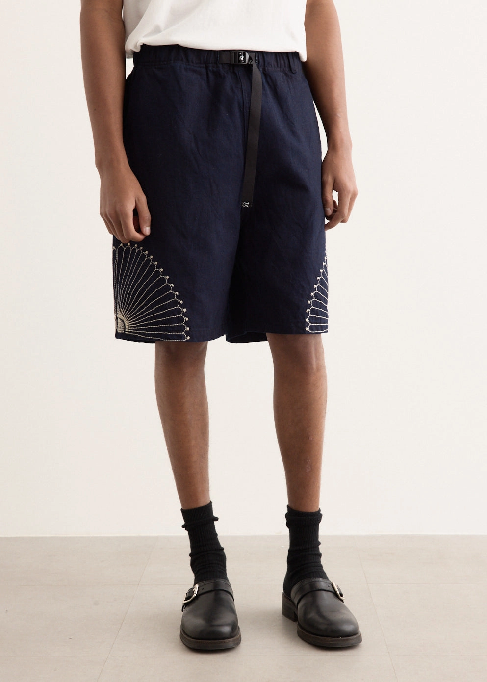 10oz IDG x IDG Denim Easy Shorts (FUROSHIKI Embroidery) Office Wear Weekend Warrior Trend Setter Day Off Fit