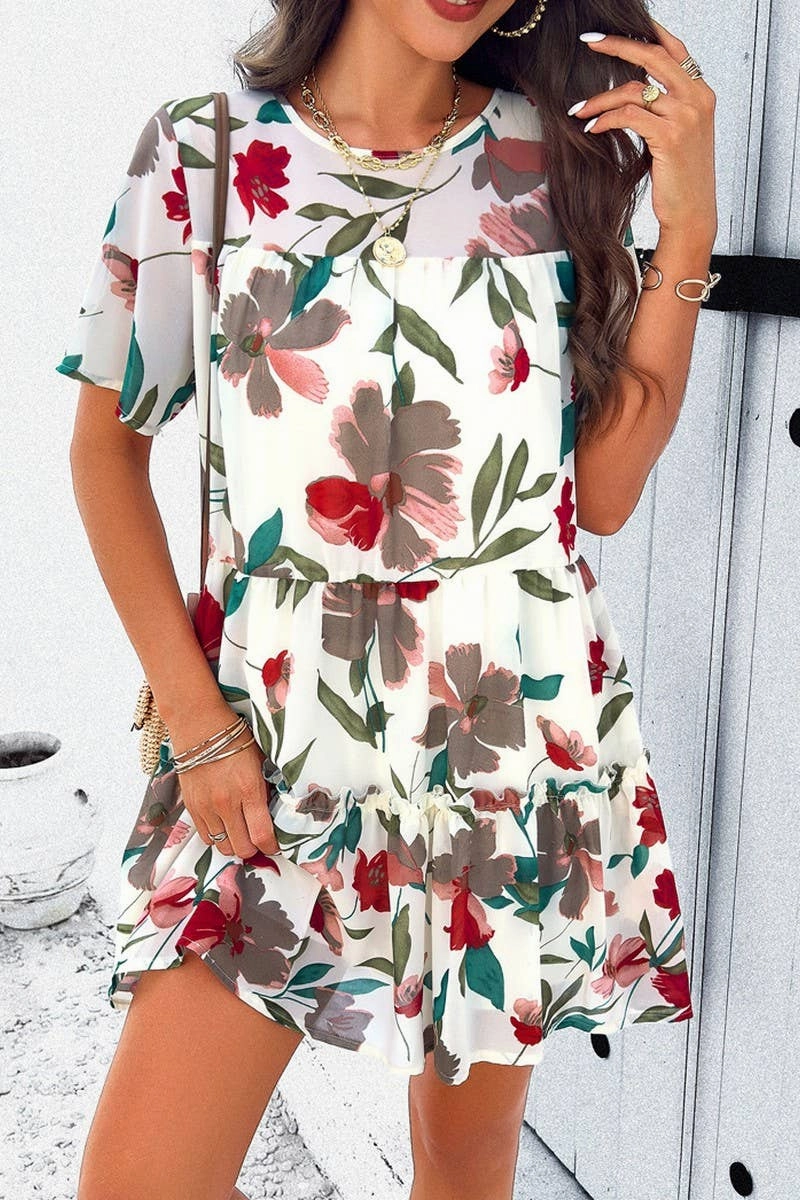 Effortless Comfort Casual Wear CASUAL HOLIDAY PRINT SHORT SLEEVE DRESS_CWDSD2405