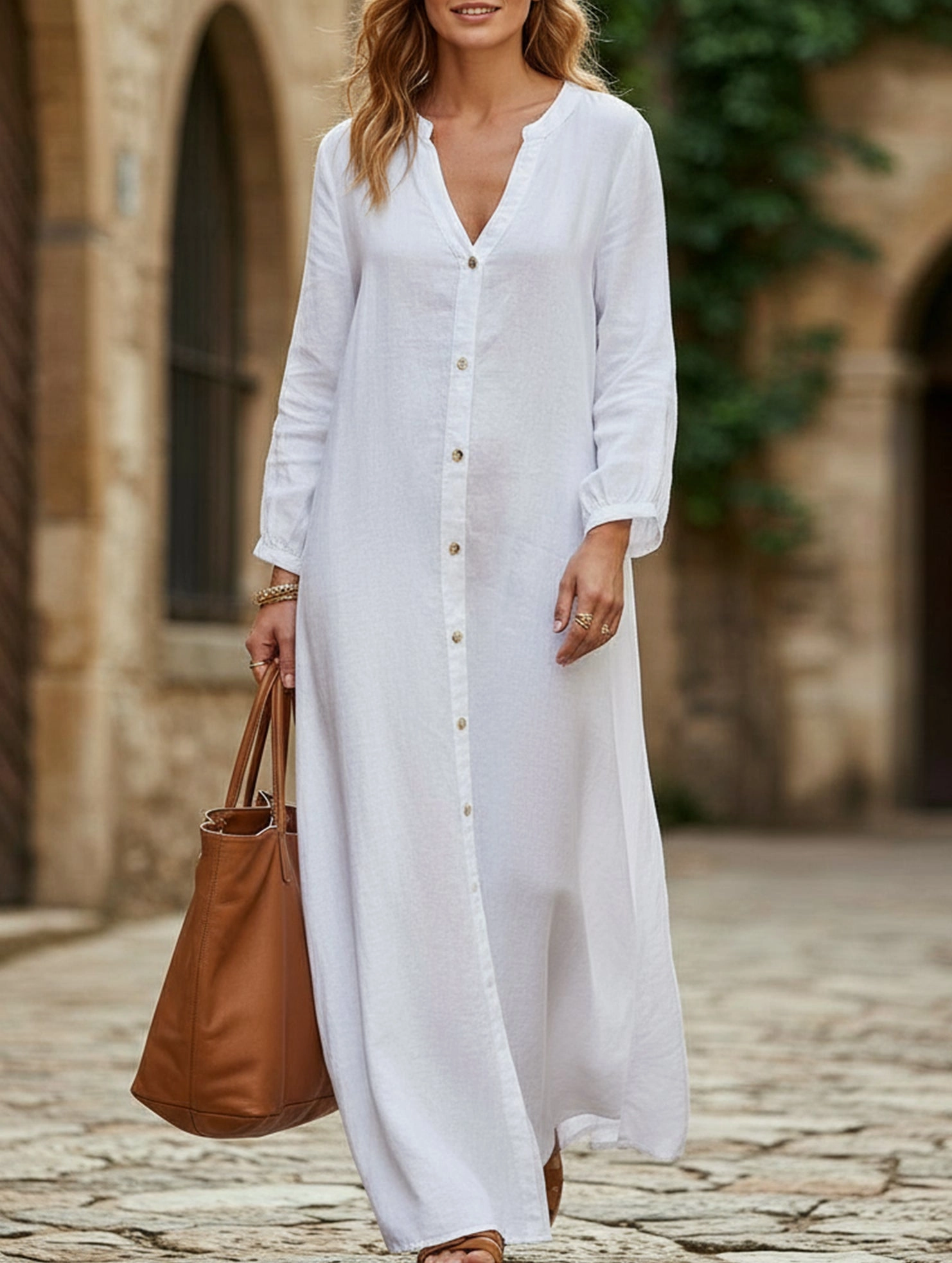 Casual long-sleeved cardigan dress Beach Moment Versatile Layer Wear