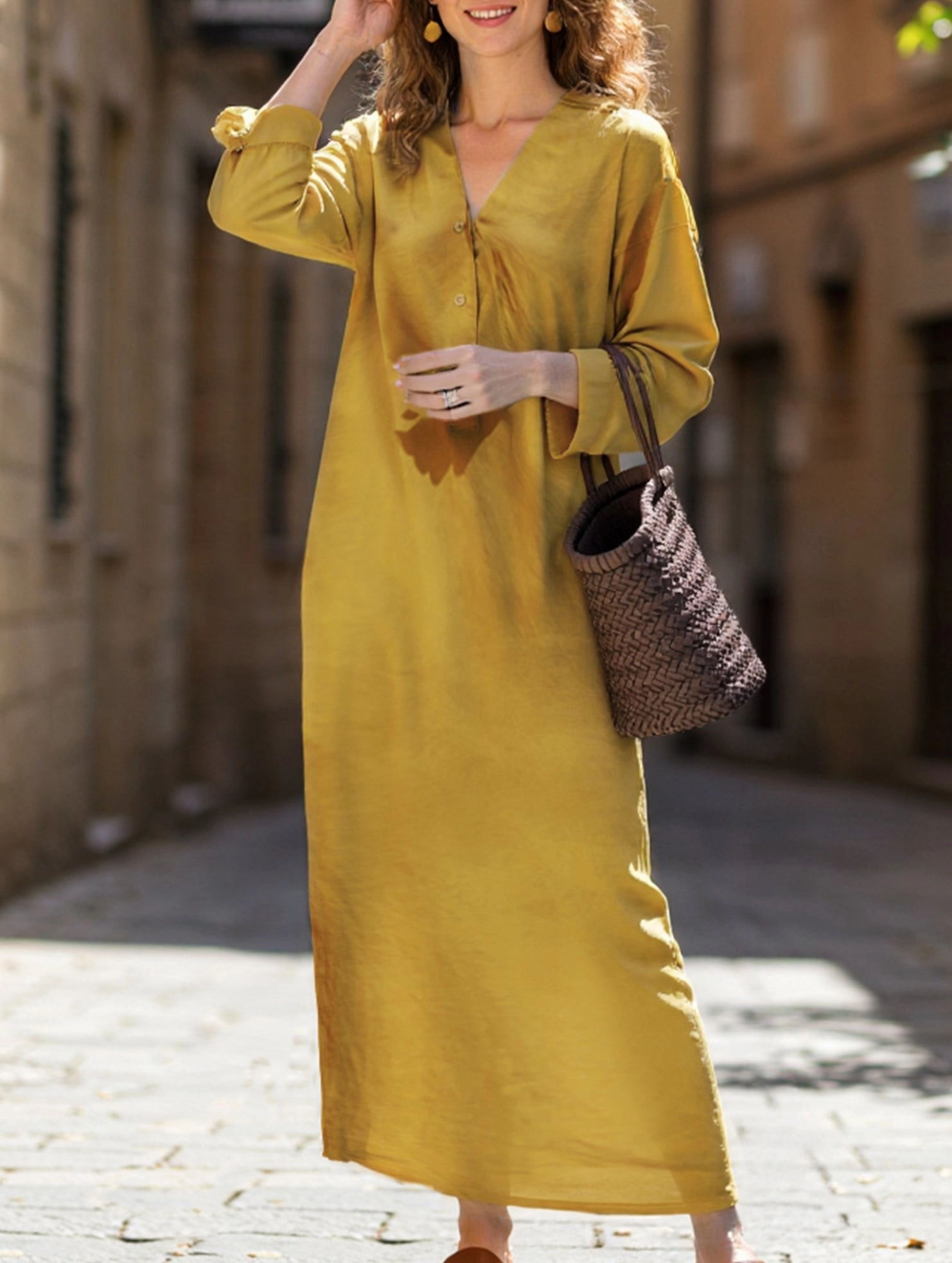 Casual long-sleeved robes and dresses Pastel-Tone