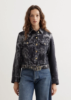 Heavy Denim Belted Jacket Universal Fit Design Breathable Denim