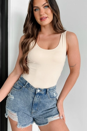 Fitness Training Beginner Level Dance Practice For Men Everyday Basic Tank Bramisuit (Beige)