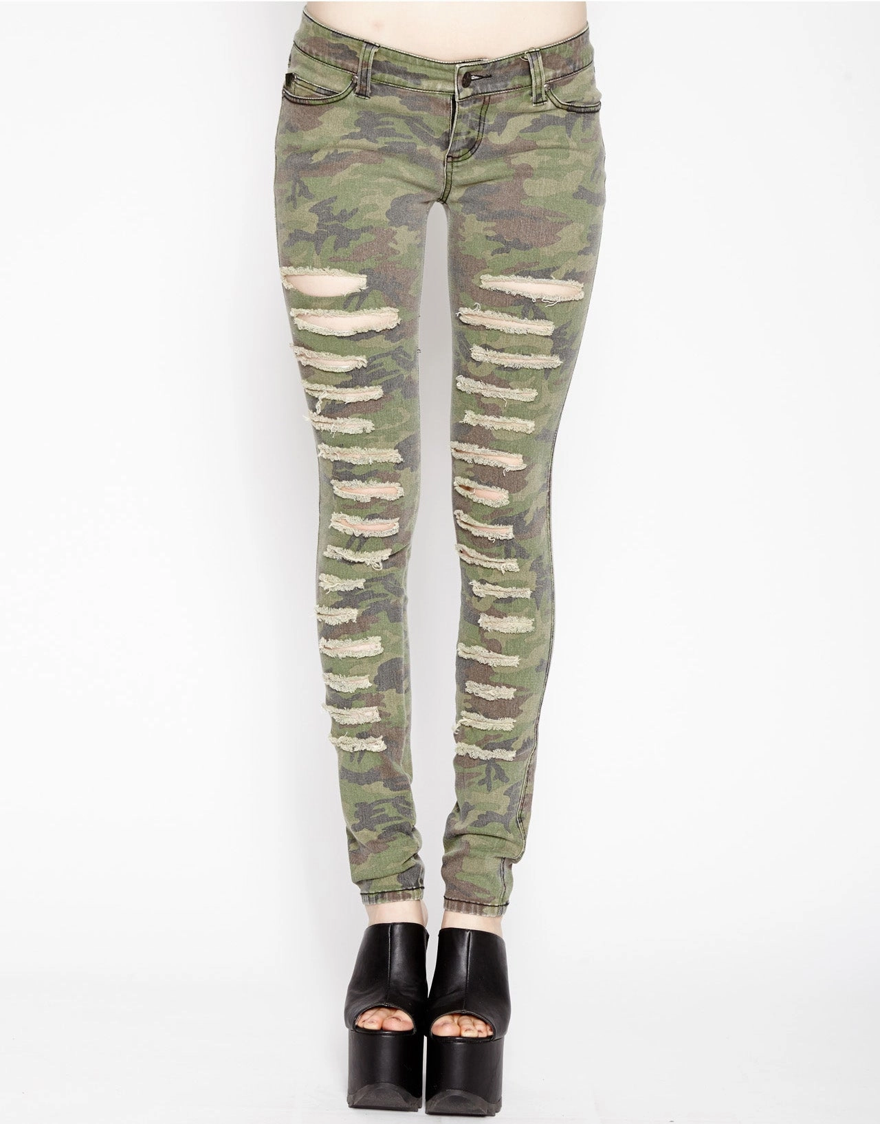 Cat Fight Jeans Camo Print Streetwear Essential Any Time Wear