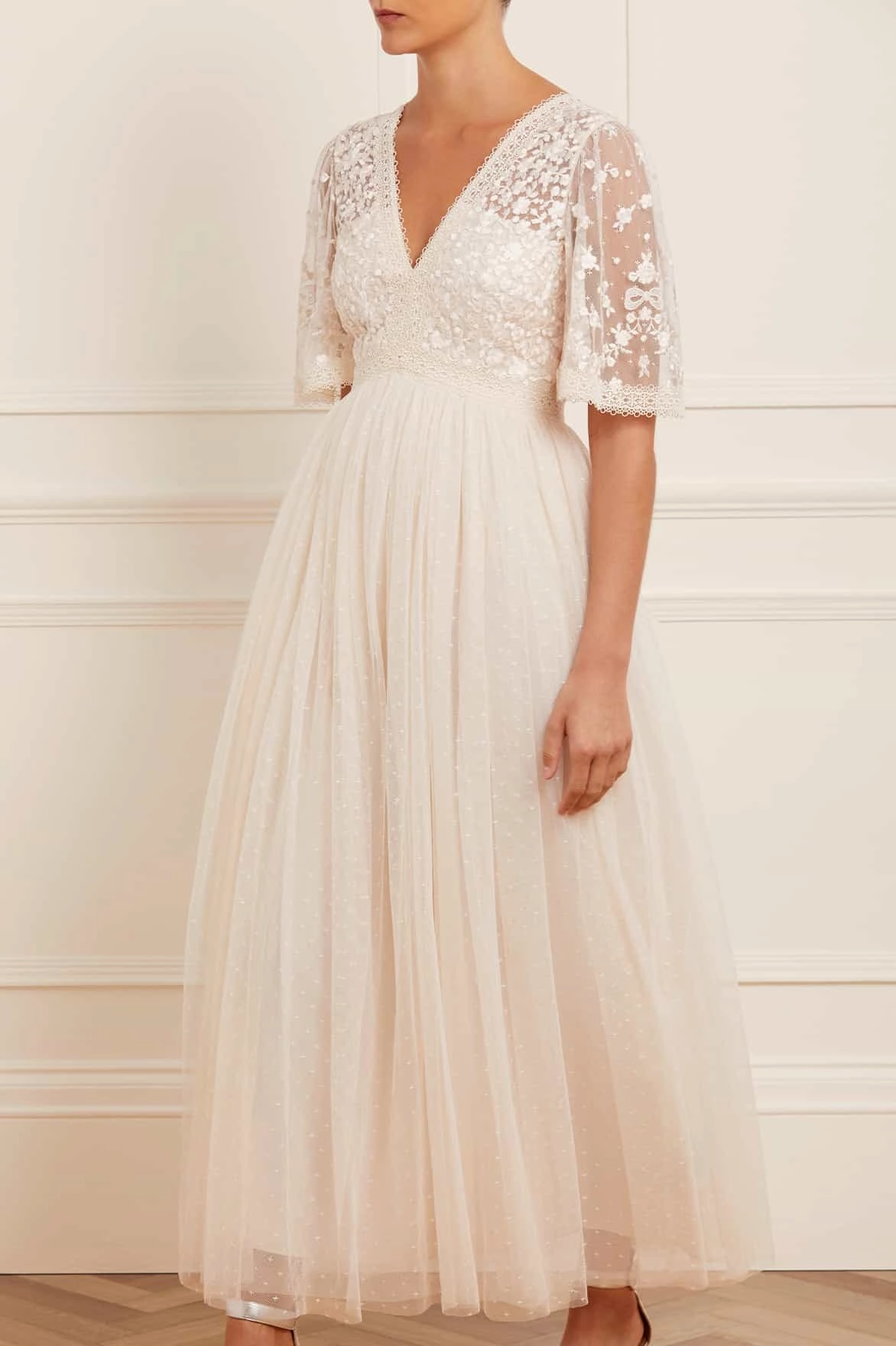 Polished and Elegant perfect for events Celestia Ribbon Bodice Ankle Gown