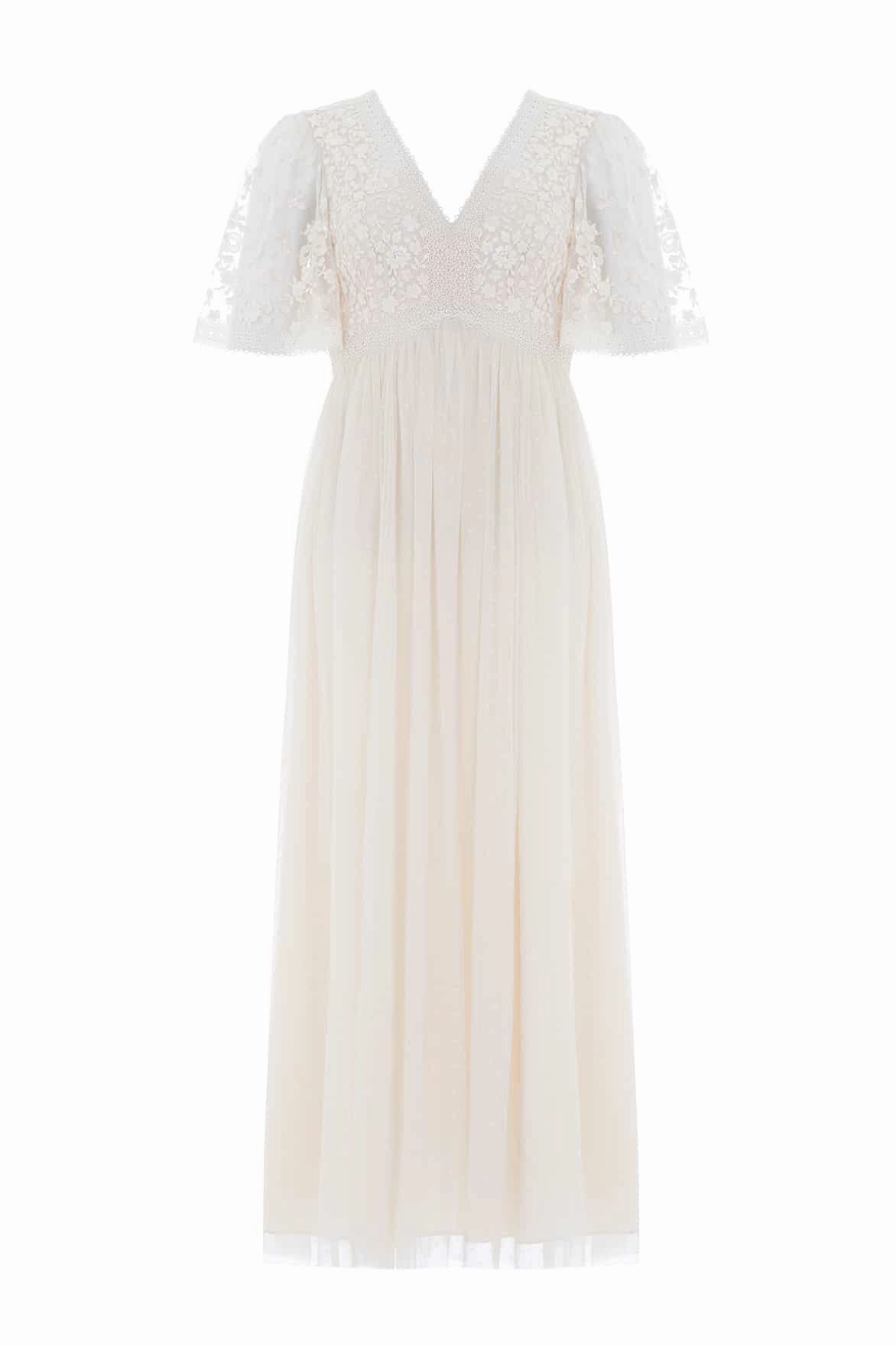 Crystal-Detail Body Positive Celestia Ribbon Bodice Ankle Gown