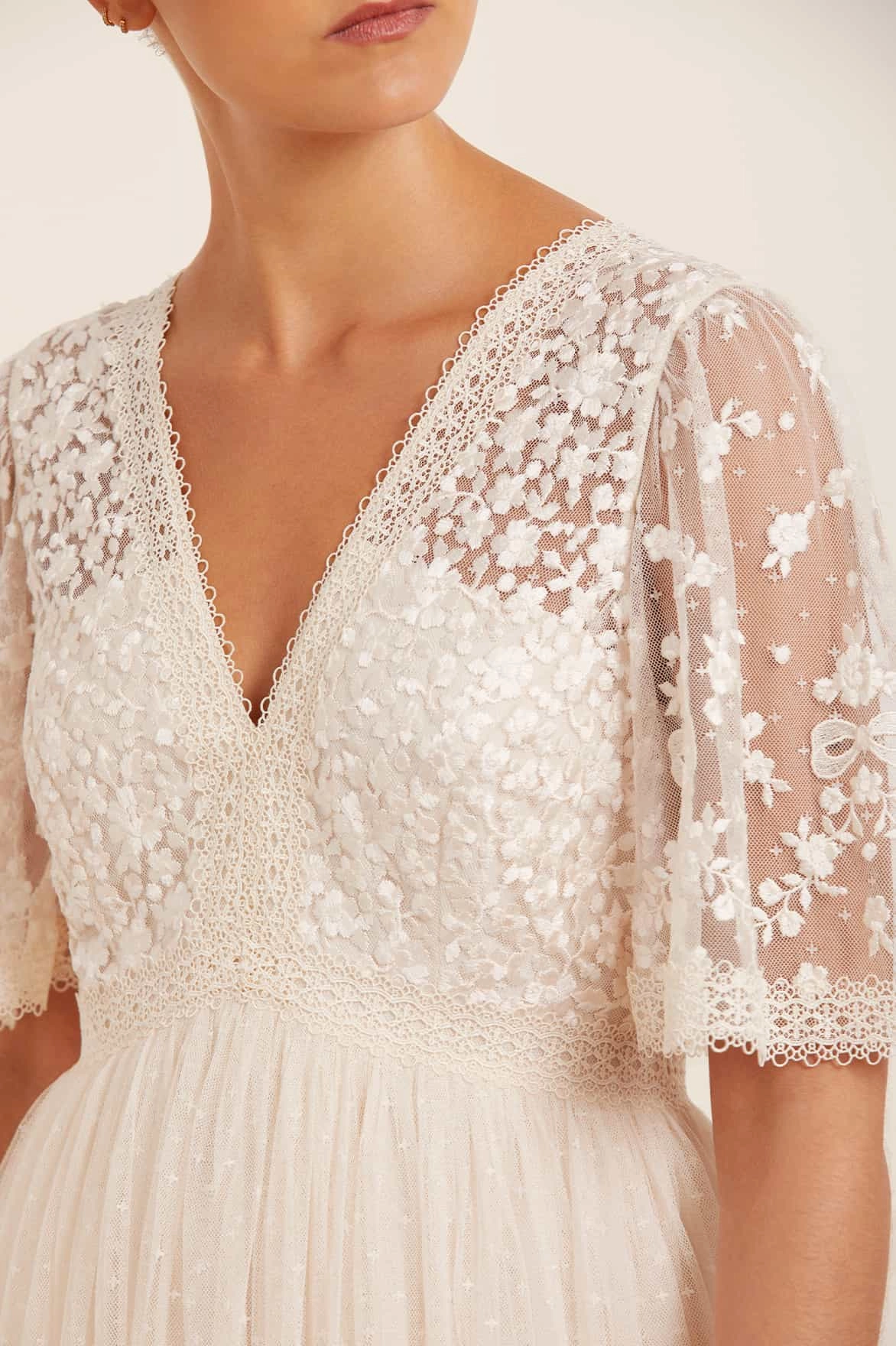 Simple formal dress Flattering Style Fit Celestia Ribbon Bodice Ankle Gown