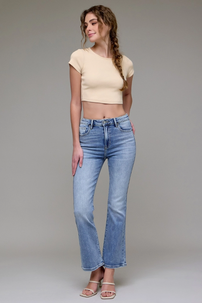 Celine High Rise Bootcut Jean Sustainable Denim Production Modern Straight Leg