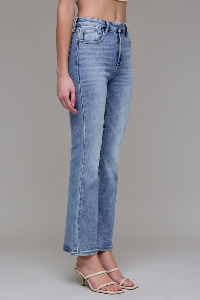 Textured Bold Functional Style Celine High Rise Bootcut Jean