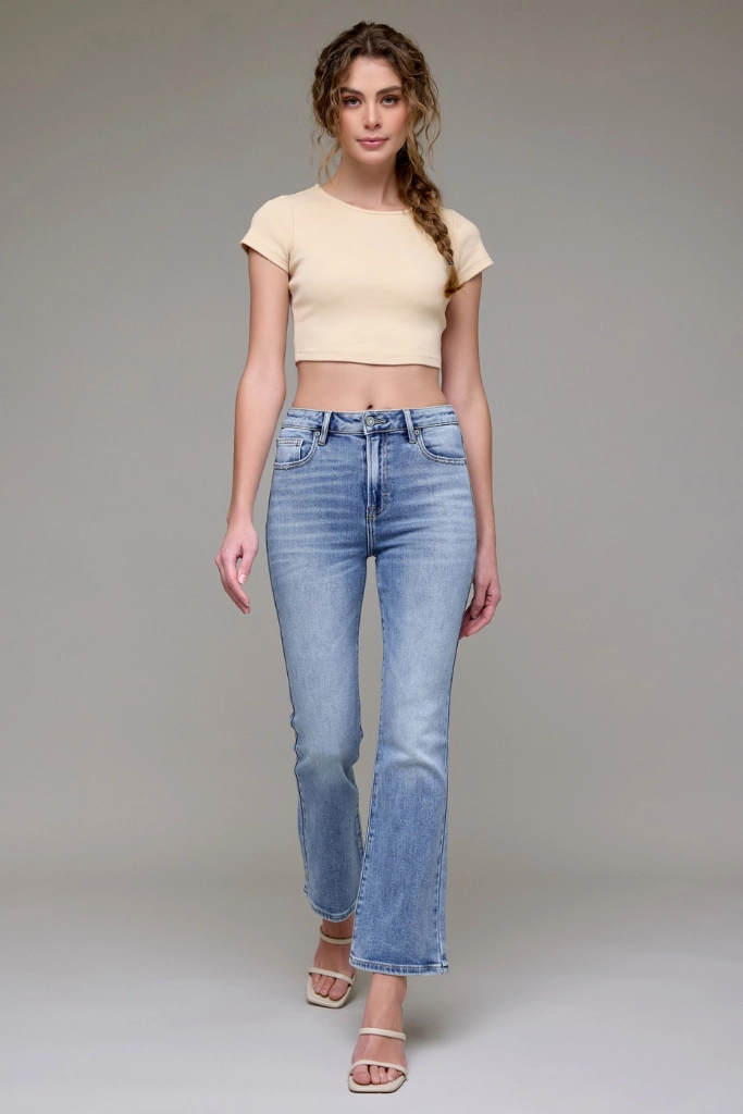 Soft Date Night Street Fashion Celine High Rise Bootcut Jean