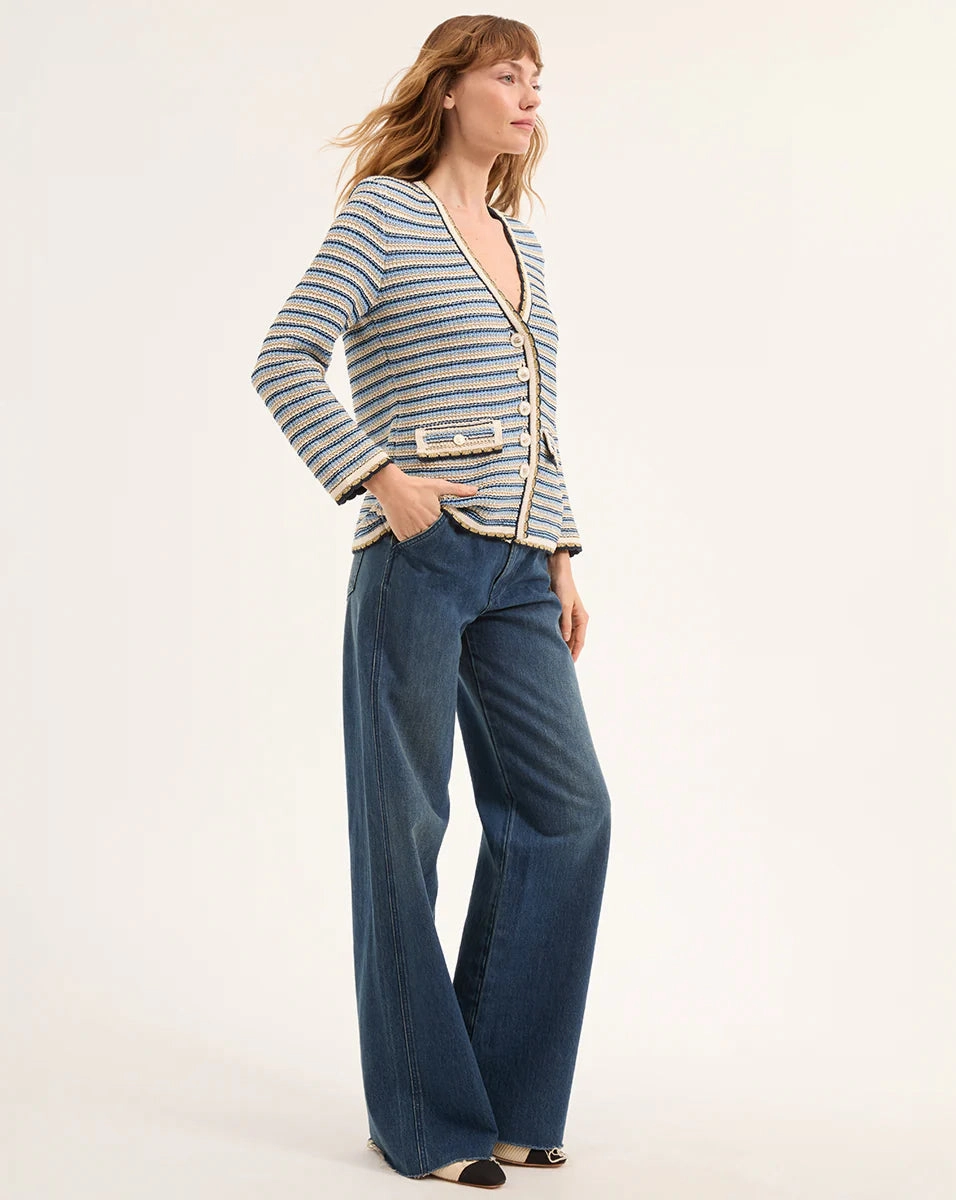 Ceriani Knit Jacket Navy Multi Compact Packable Design