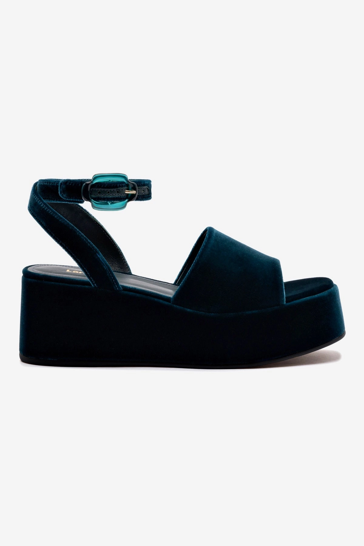 Bacteria Inhibiting Liner Charli Flatform Sandal In Deepsea Velvet