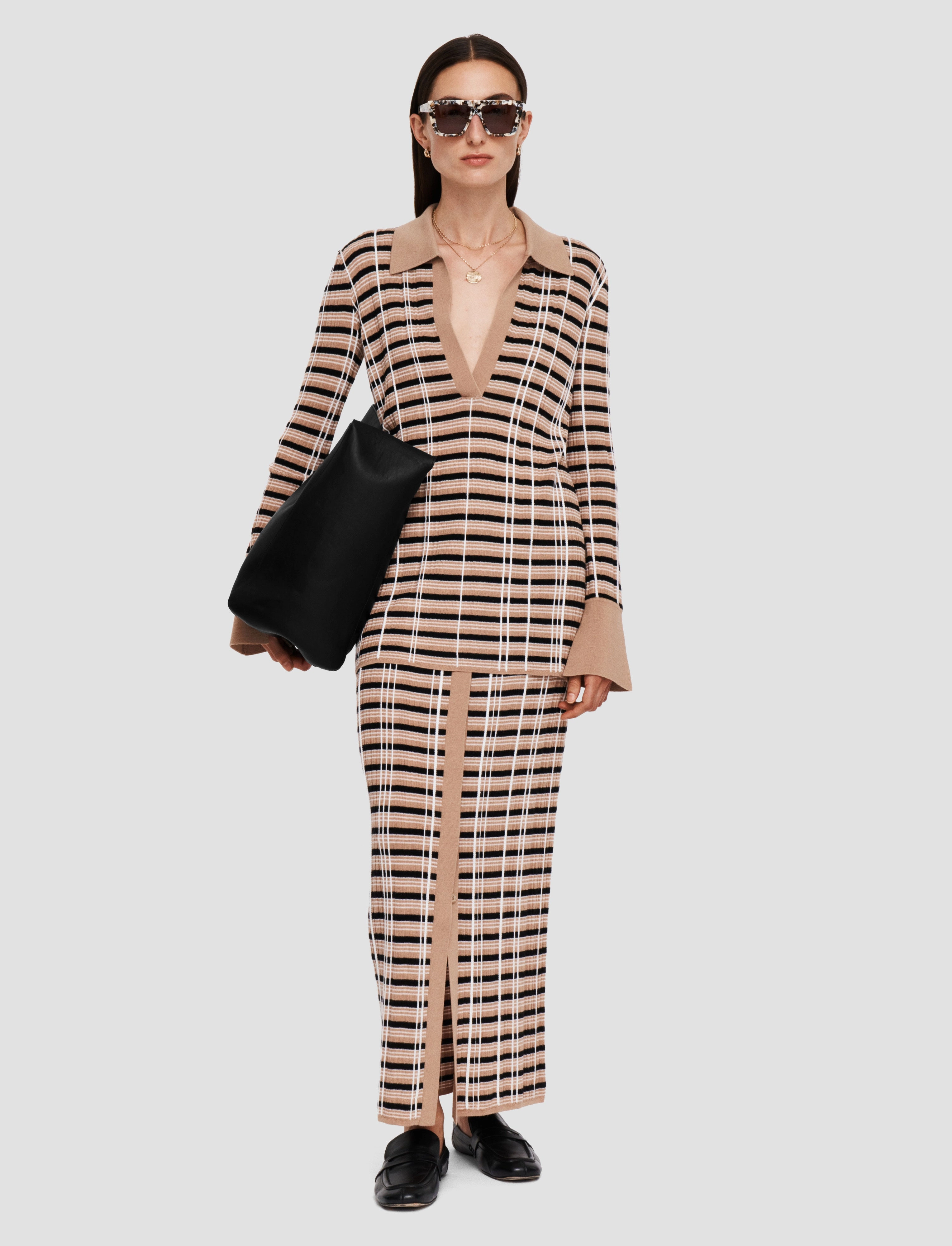 Ethical Production Certified Check Wool Silk Polo Top