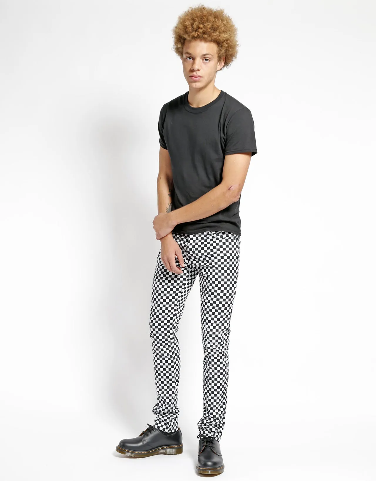 Fitted Style Checkerboard Rocker Jean