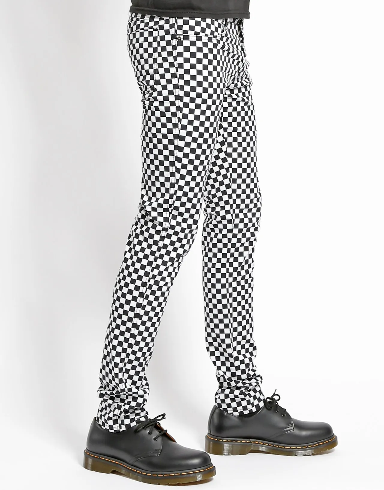 Sleek Cut Checkerboard Rocker Jean
