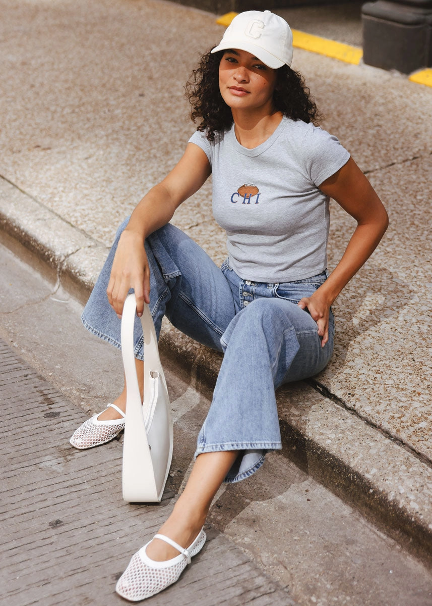 Recycled Polyester Wrinkle Resistant Finish Chi Football Baby Tee