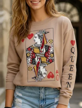 Casual printed loose long-sleeved sweatshirt Versatile Comfort Flexible Fabric