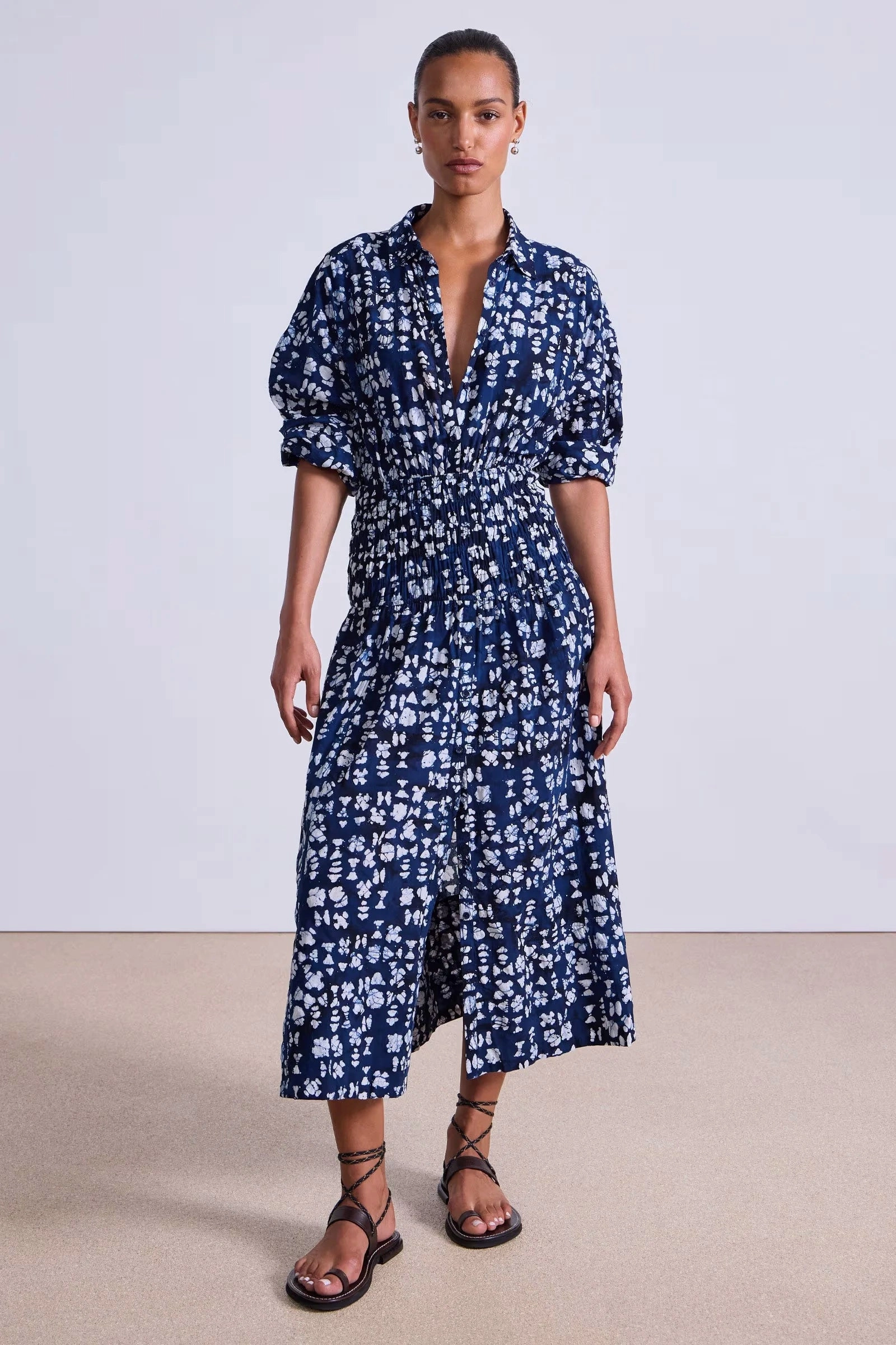 Sophia Smocked Shirt Dress Daily Go Cozy Wear