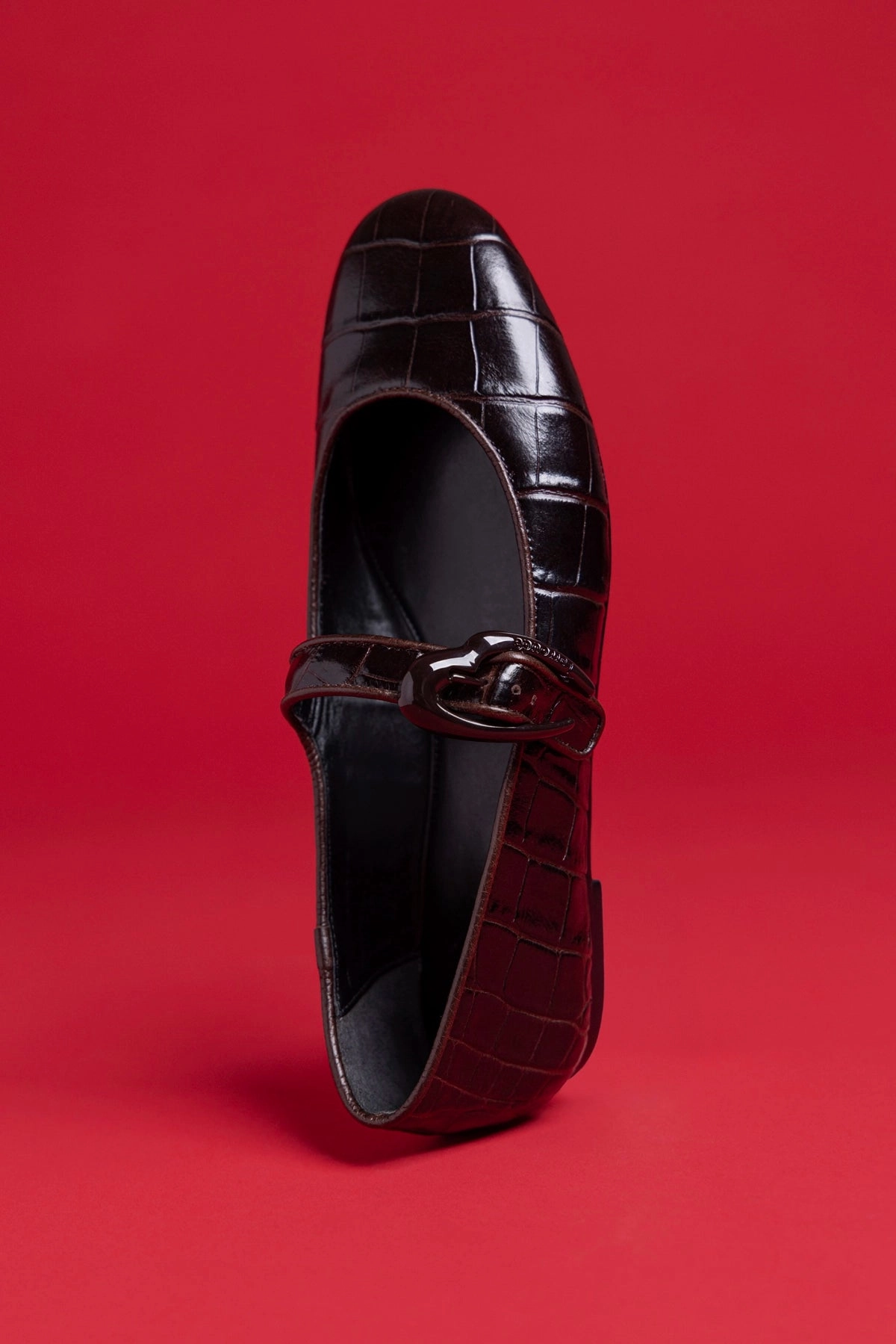 Verona Ballet Flat In Croco Brown Leather Earth Tone Soft Step