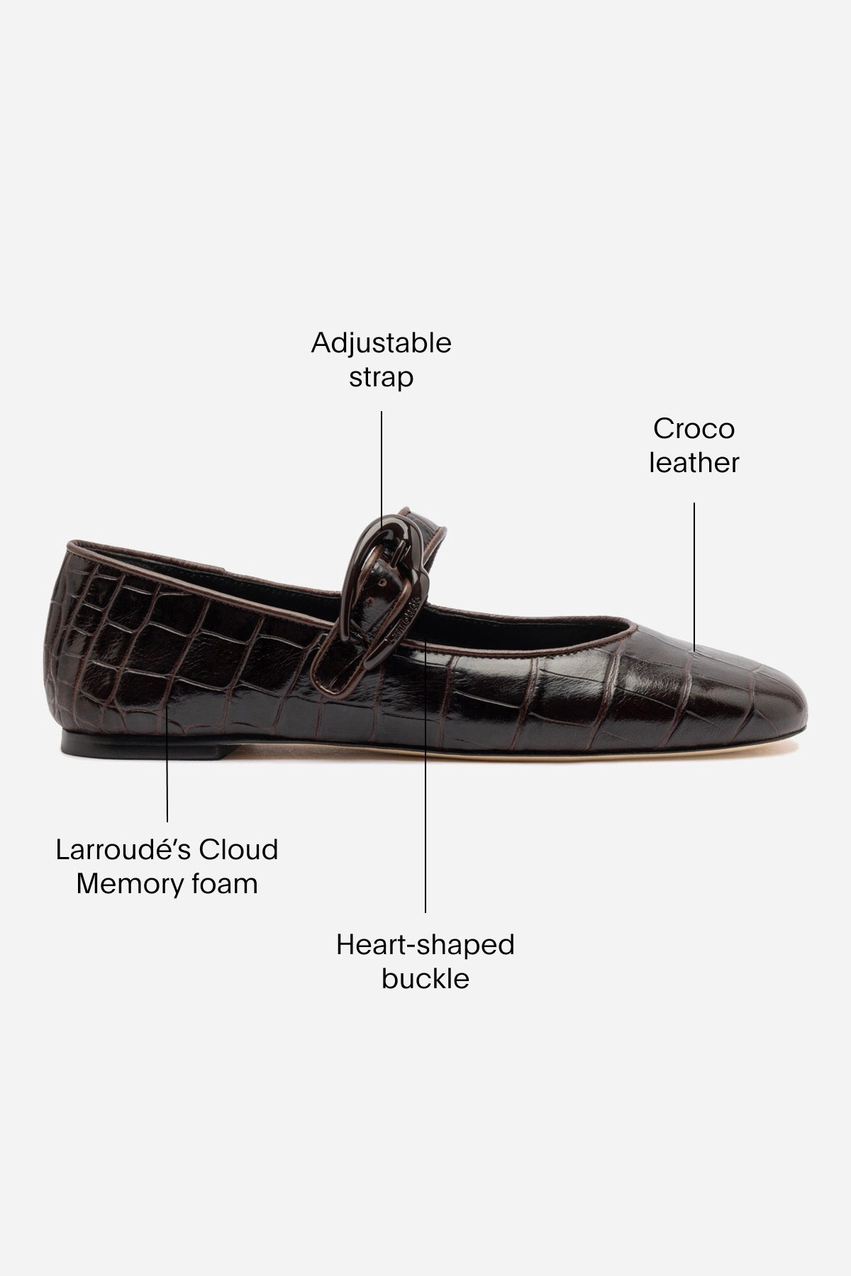 Verona Ballet Flat In Croco Brown Leather Comfortable Support Everyday Footwear