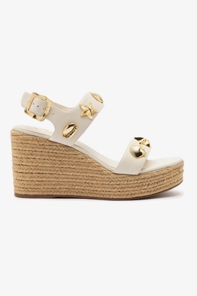 Elastic Strap Durable Design Madison Espadrille In Ivory Leather