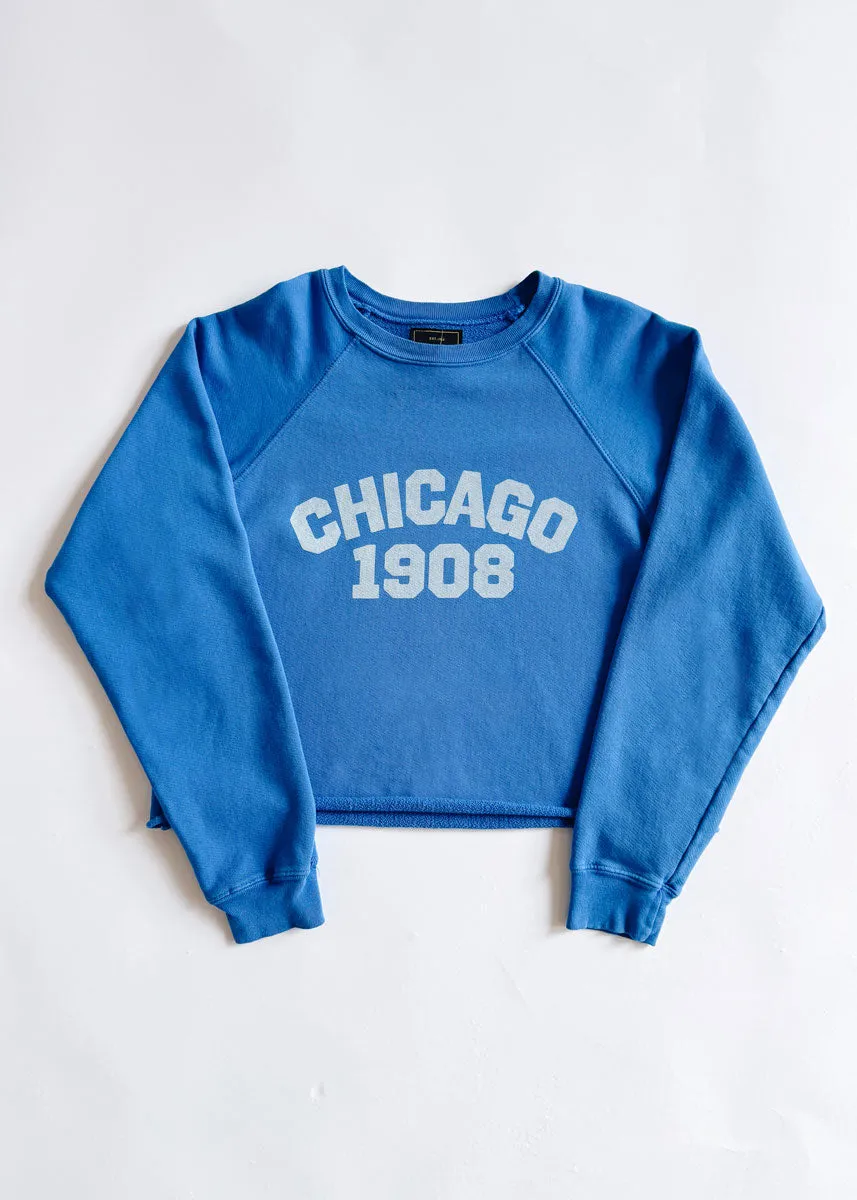 Chicago 1908 Classic Crew Sweatshirt - Vintage Royal Blue Eco Friendly Dye Process Luxe Wear
