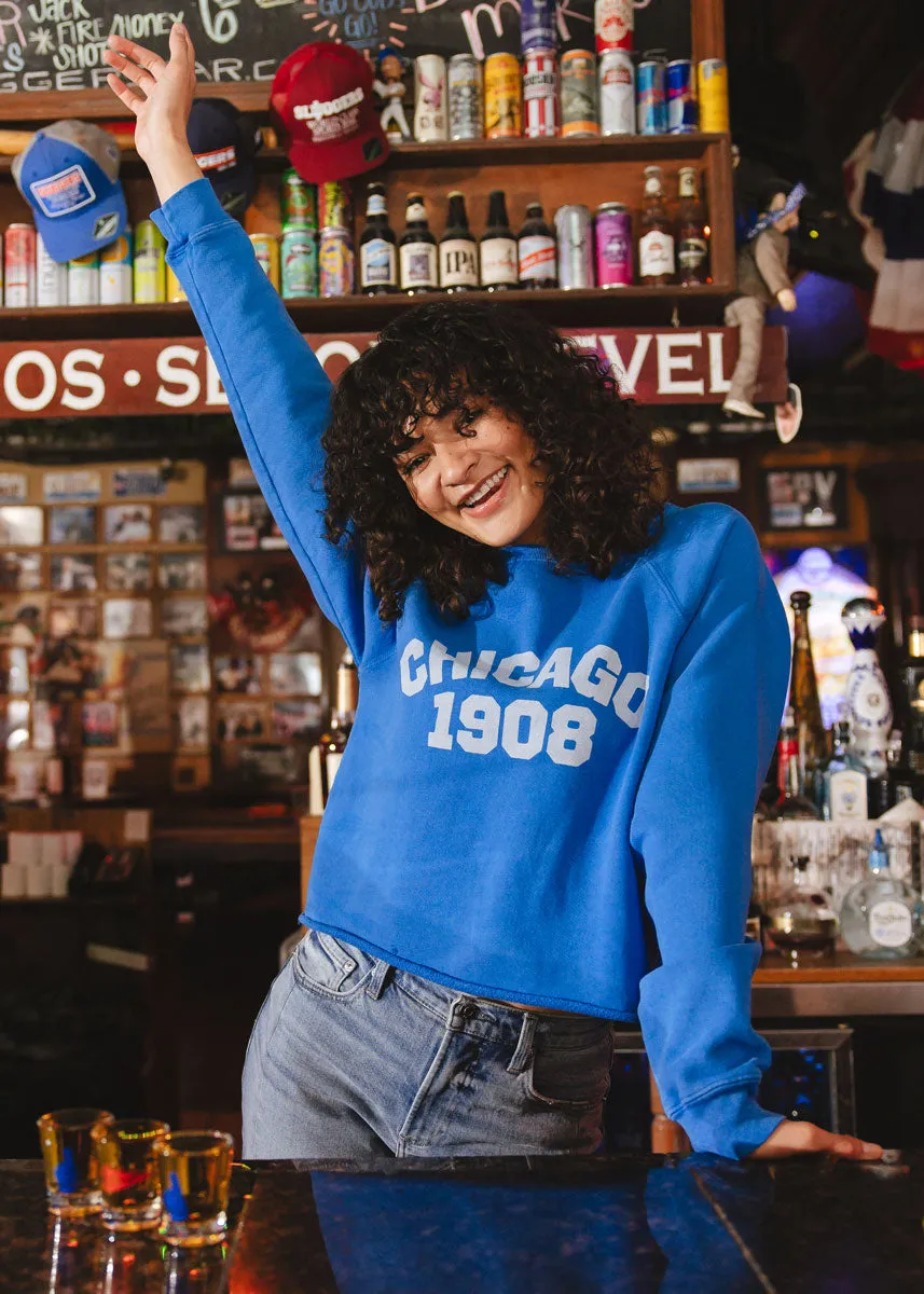 Chicago 1908 Classic Crew Sweatshirt - Vintage Royal Blue Chic and Warm Comfy Layered Wear