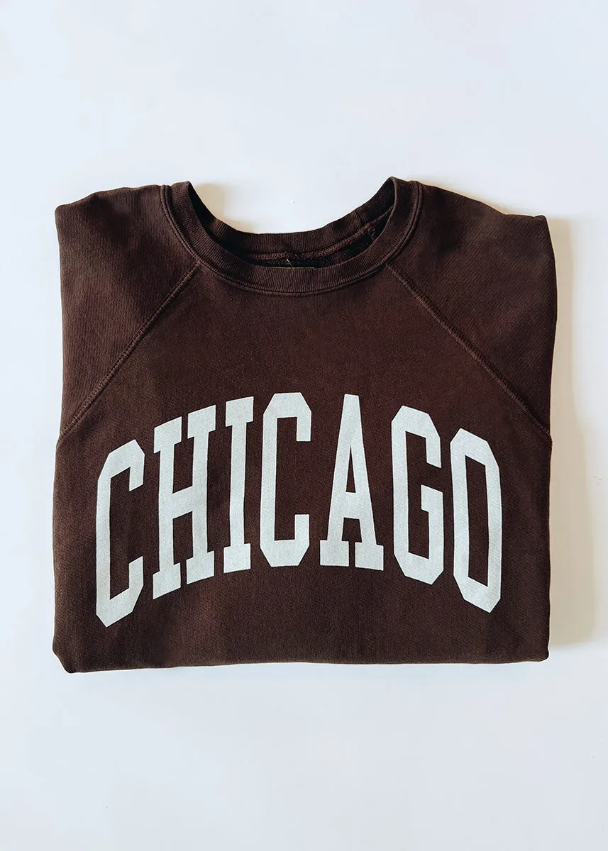 Breathable Mesh Panels Chicago Classic Crew Sweatshirt - Vintage Chocolate