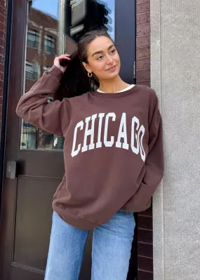 Chicago Classic Crew Sweatshirt - Vintage Chocolate Seasonal Layers Cozy and Soft