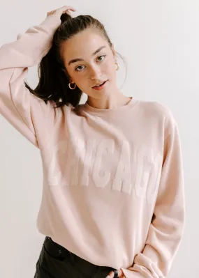 Chicago Collegiate Puff Sweatshirt - Dusty Pink Cozy Everyday