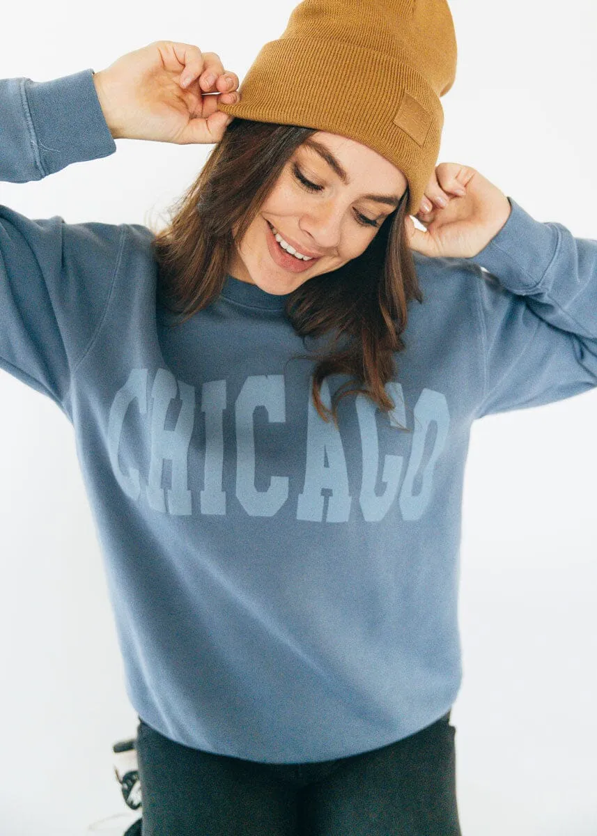 Fashion Layer Chicago Collegiate Puff Sweatshirt - Slate Blue