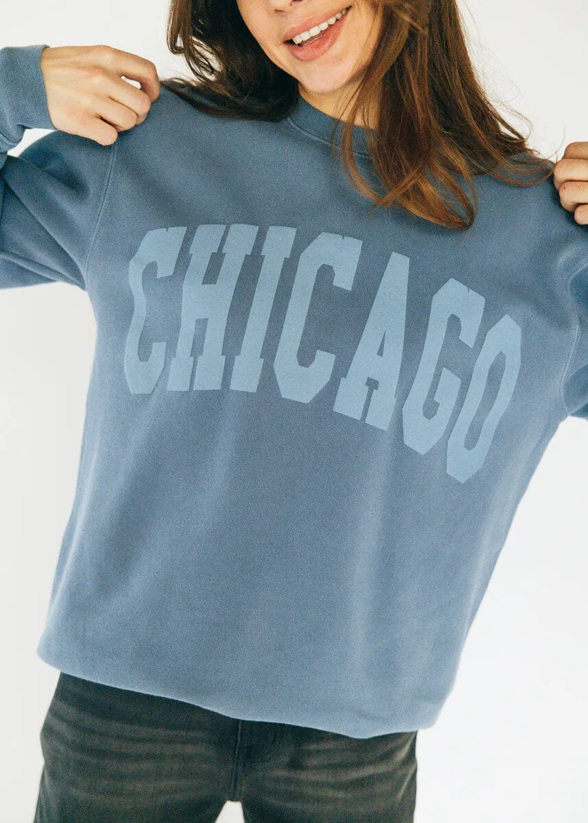 Classic Comfort Layered Comfort Wear Chicago Collegiate Puff Sweatshirt - Slate Blue