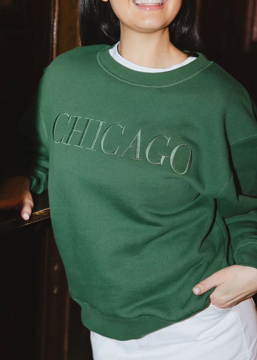 Chicago Embroidered Sweatshirt - Green Modern Knitwear