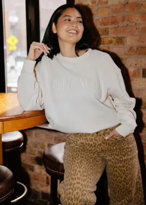 Chicago Embroidered Sweatshirt - Ivory Soft Interior