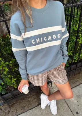 Chicago Oversized Rugby Sweatshirt - Light Blue Knit Perfection