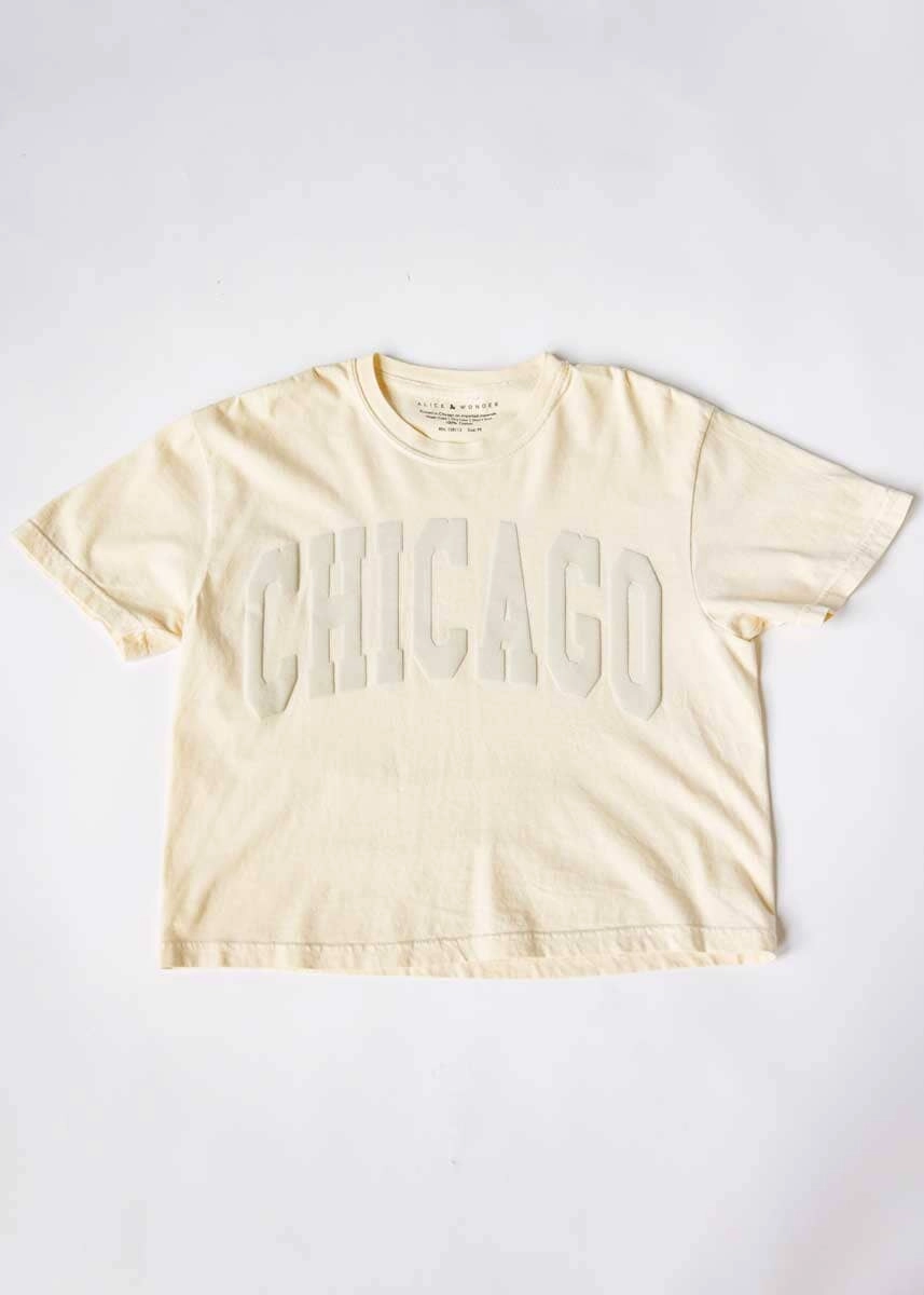 Chicago Collegiate Puff Crop Tee - Ivory Sporty Design