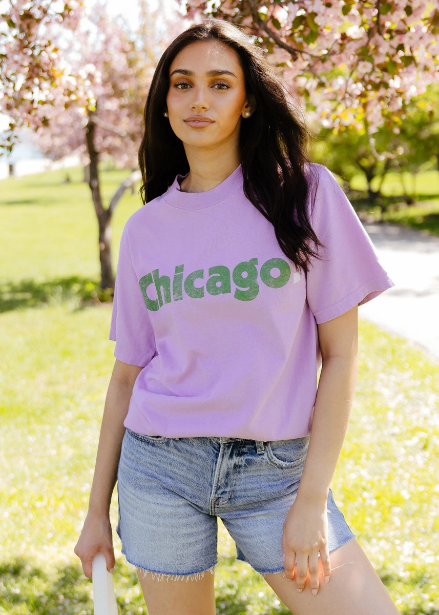 Chicago. Oversized Tee - Purple & Green DurableWeave