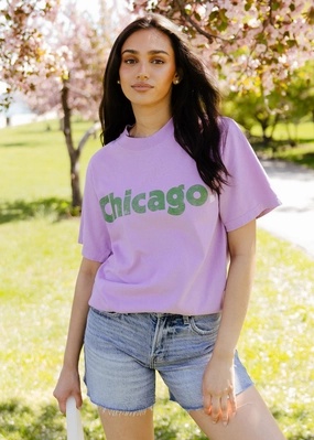 Chicago. Oversized Tee - Purple & Green DurableWeave