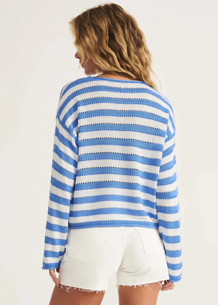 Prado Stripe Sweater - Bay Blue Cozy Knit Design