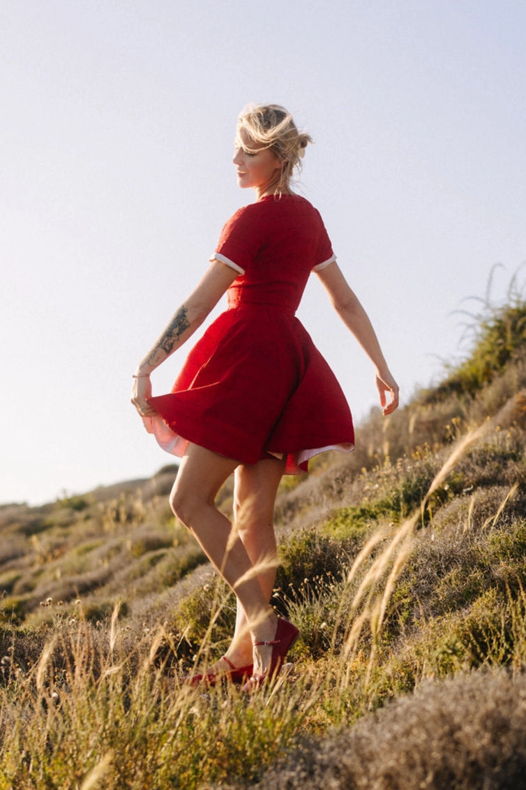 Smart Lines Travel-Style Mini Wrap Dress, Short Sleeve