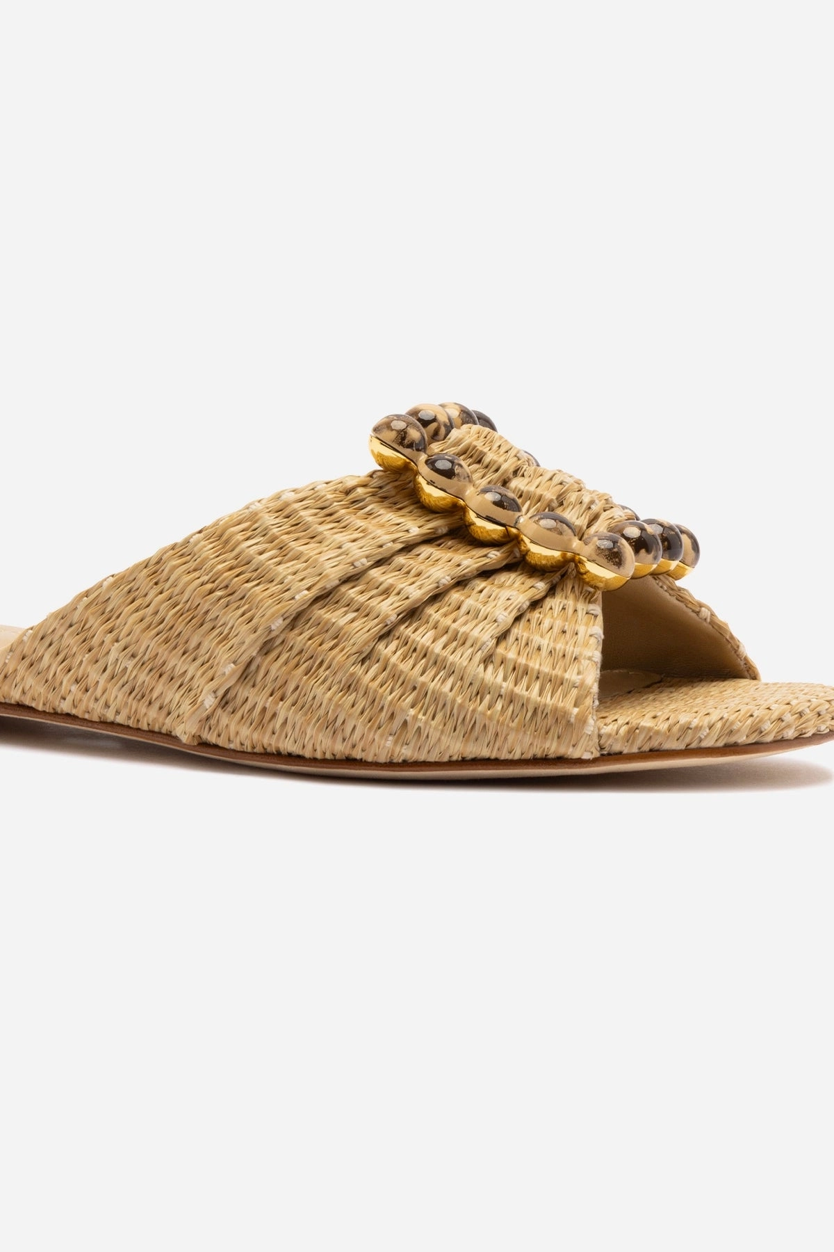 Cozy Step Tea Glow Chloe Gosselin by Larroud Nova Flat In Natural Raffia