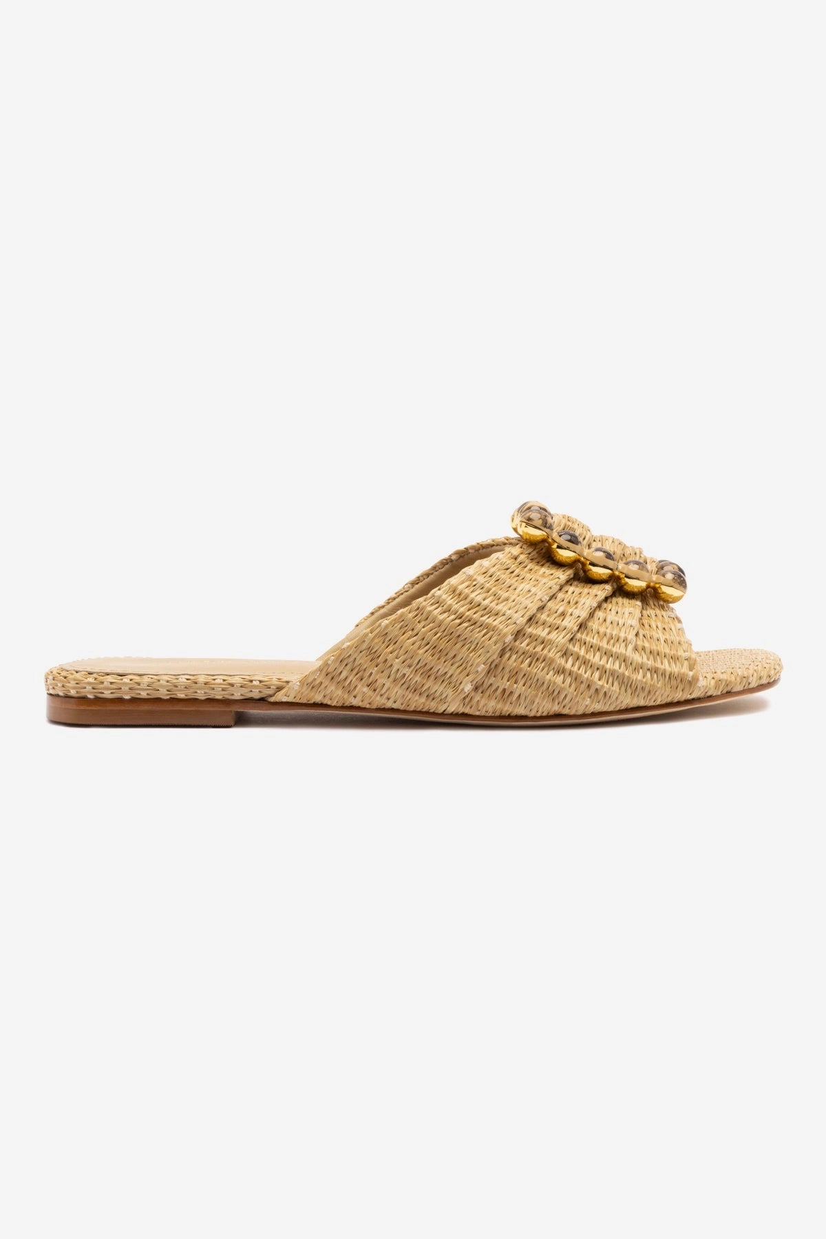 Chloe Gosselin by Larroud Nova Flat In Natural Raffia Wide toe box