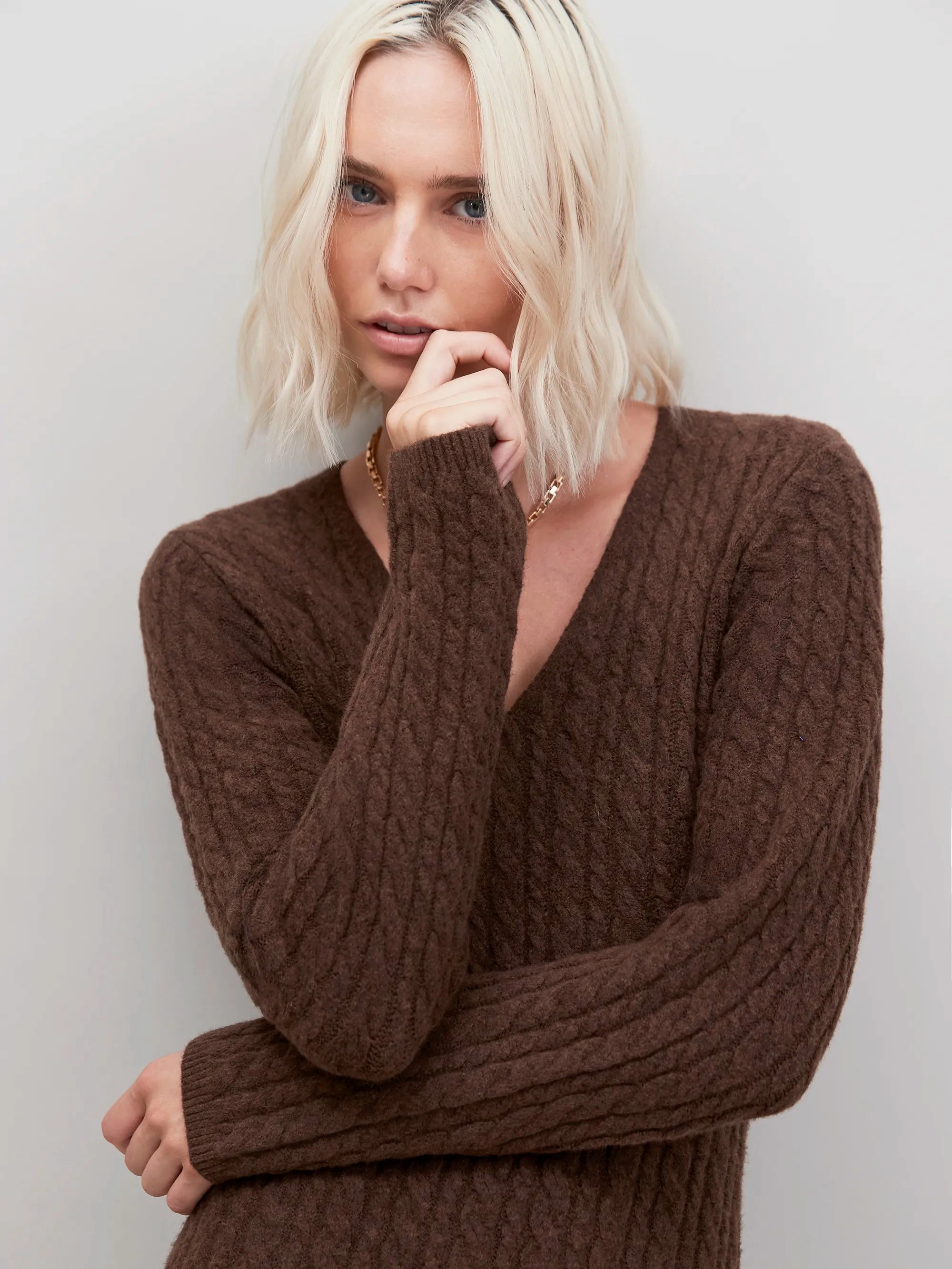 Flow Friendly Chocolate Brown Cable Knit Dress