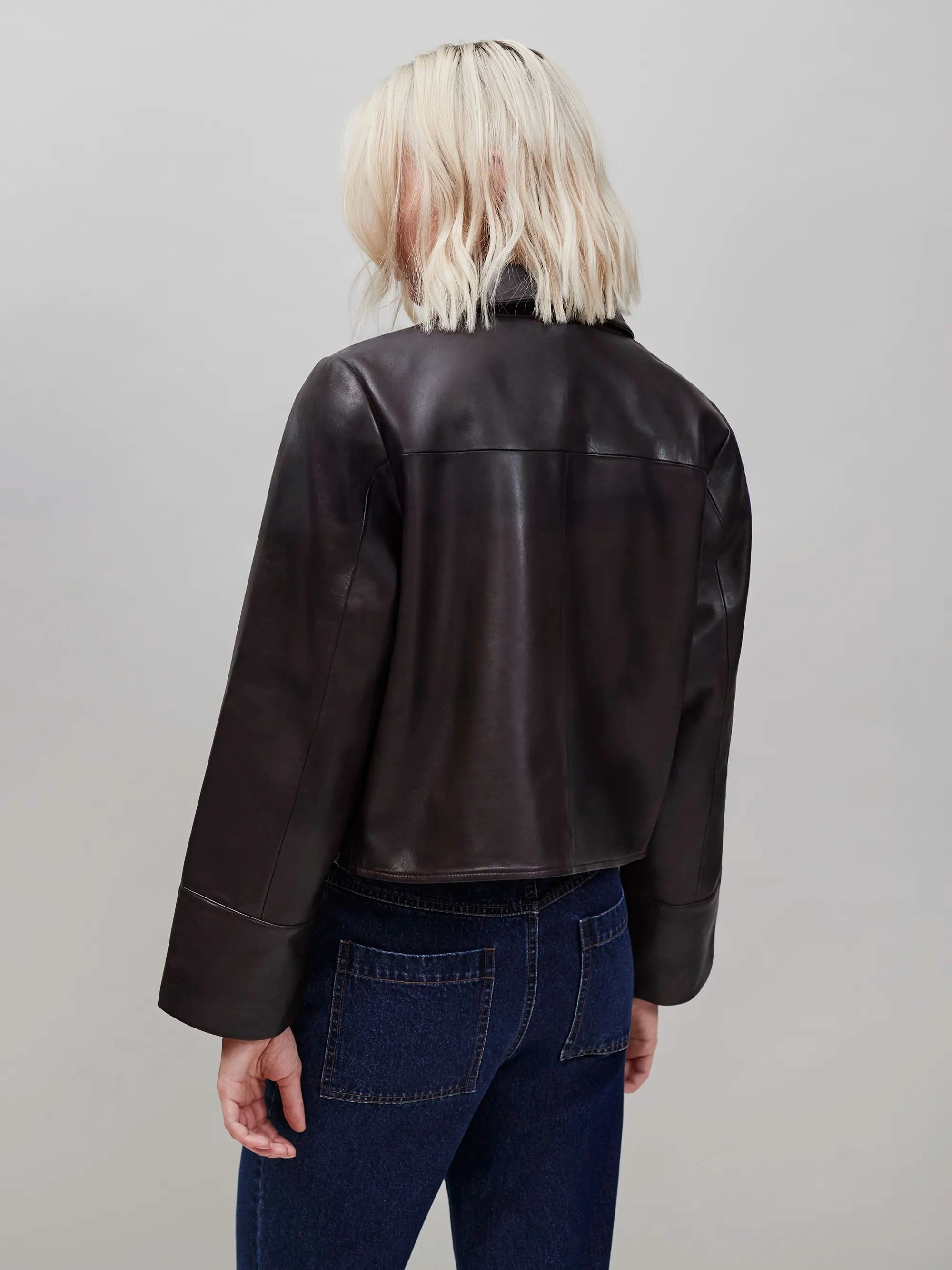 Chocolate Brown Leather Jacket ExpandableSideGussets