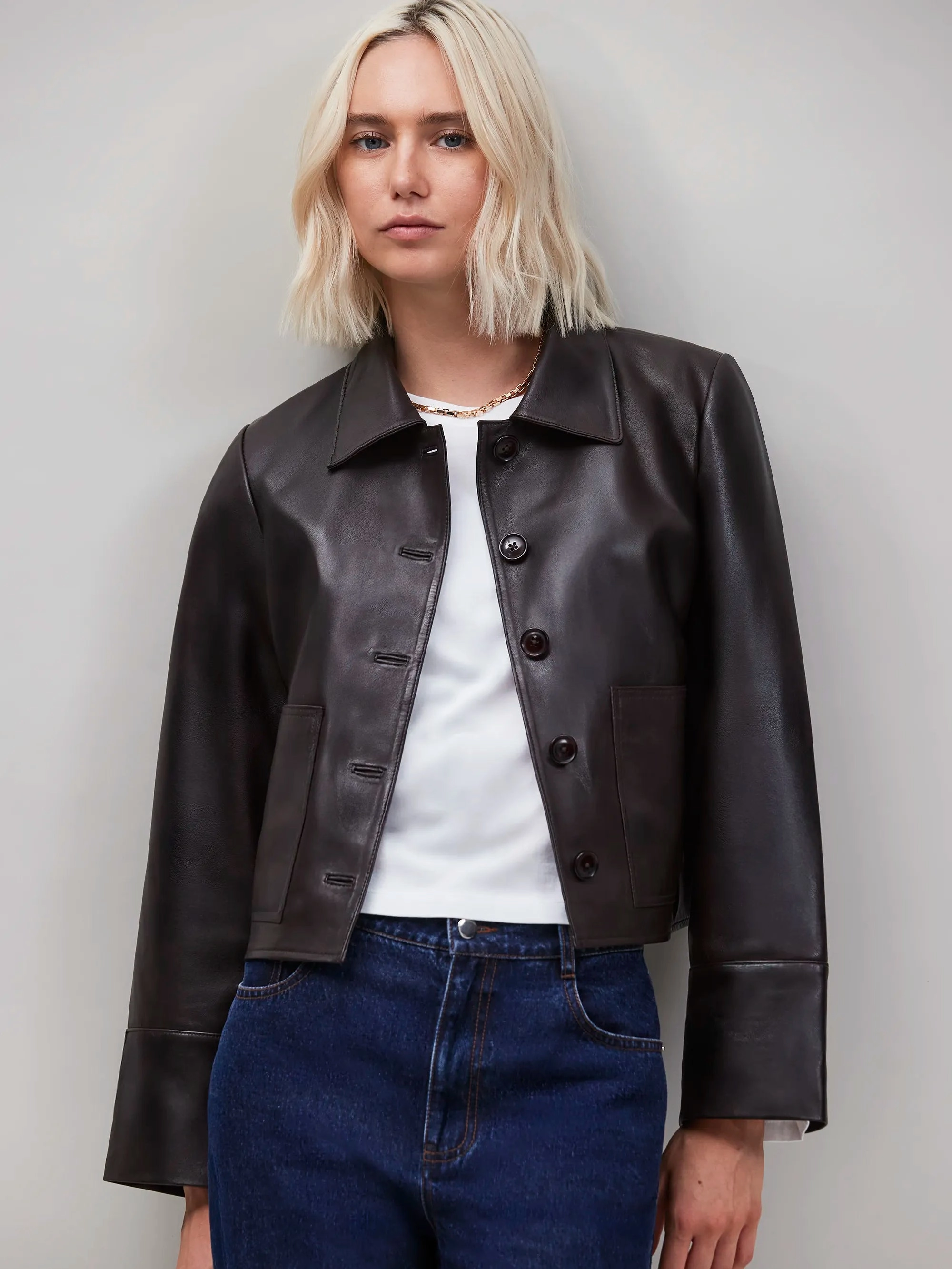 ThermalReflective Chocolate Brown Leather Jacket